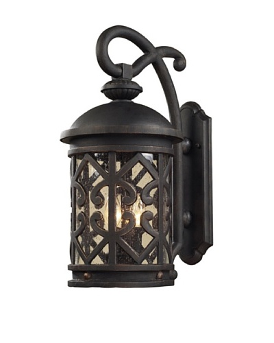 Elk 42061/2 2-Light Outdoor Sconce In Weathered Charcoal And Clear Seeded Glass