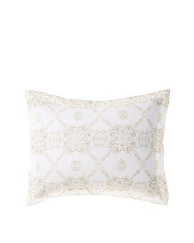 Elsie Green Pretty Medallion Standard Sham, White/Taupe