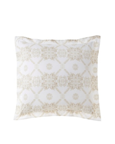 Elsie Green Pretty Medallion Sham, White/Taupe, Euro