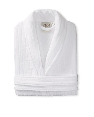 Esplama Rib Shawl Collar Robe, White