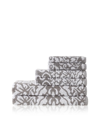 Esplama 6-Piece Garden Scroll Towel Set, Grey/White