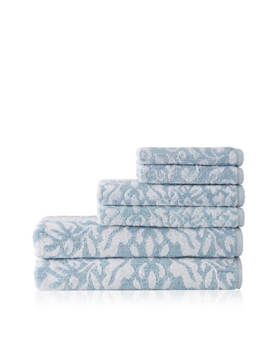 Esplama 6-Piece Garden Scroll Towel Set, Blue/White