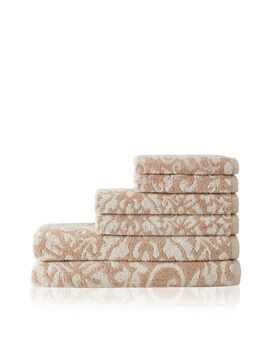 Esplama 6-Piece Garden Scroll Towel Set, Sand/Ecru