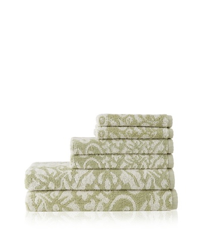 Esplama 6-Piece Garden Scroll Towel Set, Sage/Ecru