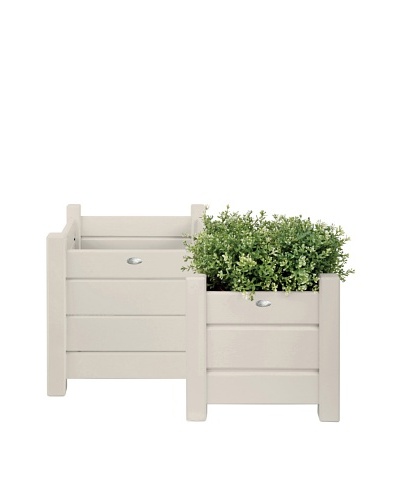 Esschert Design USA Set of 2 Square Planters, White