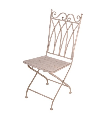 Esschert Design USA Aged Metal Folding Square-Back Bistro Chair
