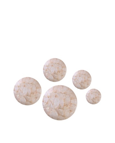 Eunique Set of 5 Tiko Pearl Wall Decor Buttons, Pearl
