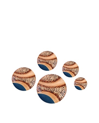 Eunique Set of 5 Sorek Wall Decor Buttons, Tan/Brown/Blue