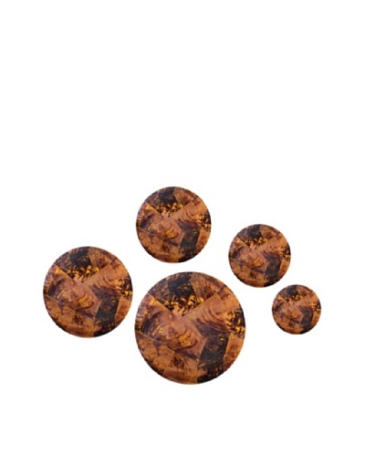 Eunique Set of 5 Lunsar Buttons, Brown/Tan