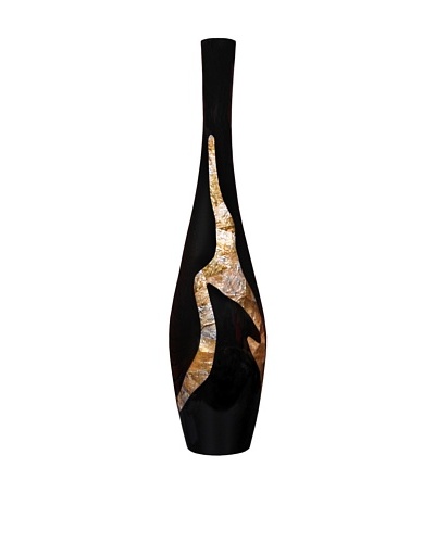 eUnique Home 47 Abernaki Floor Vase, Black/Gold