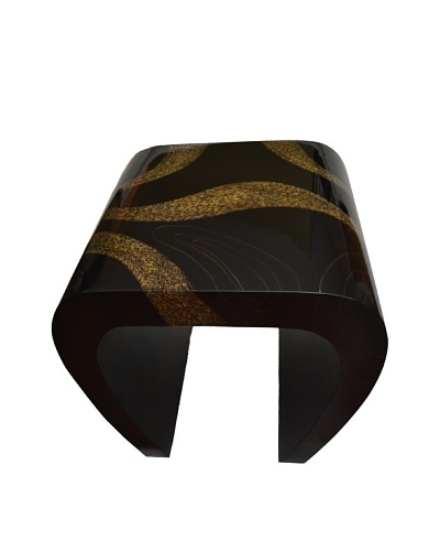 eUnique Home Elephant Grass Side Table, Black/Gold