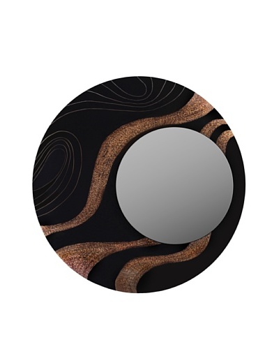 eUnique Home Elephant Grass Mirror, Black/Gold