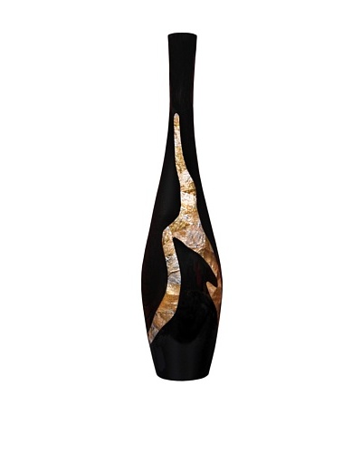 eUnique Home 71 Abernaki Floor Vase, Black/Gold