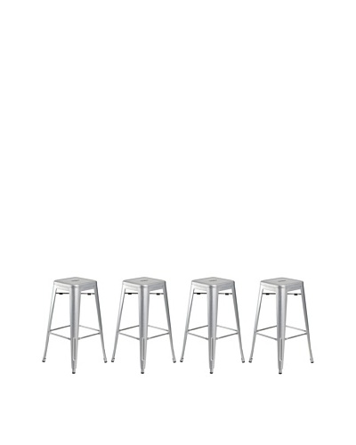 Euro Home Collection Set of 4 Galaxy Galvanized Steel Stools