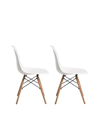 Euro Home Collection Set of 2 Paris Side Chairs, White/Black/Natural