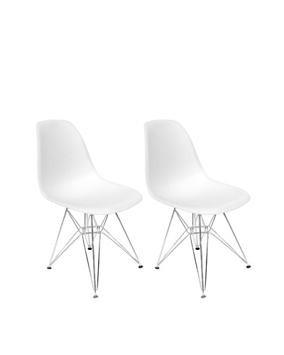 Euro Home Collection Set of 2 Paris Side Chairs, White/Silver