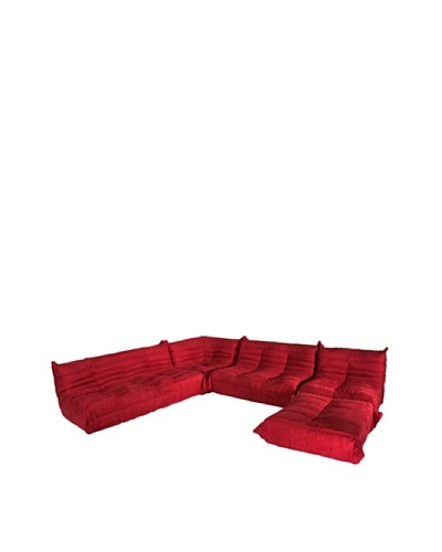 Euro Home Collection 5-Piece Microfiber Sofa Set, Red