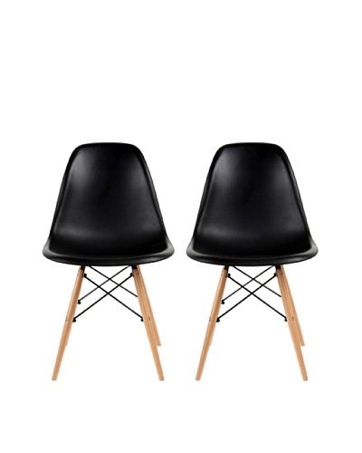 Euro Home Collection Set of 2 Paris Side Chairs, Black