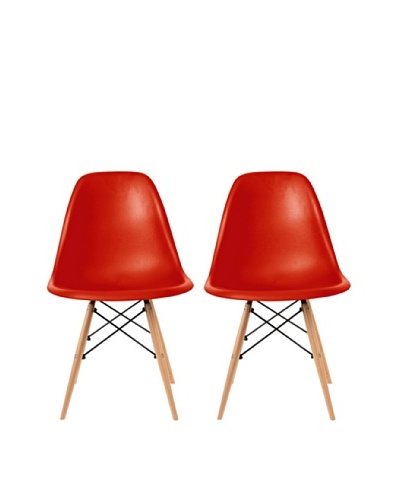 Euro Home Collection Set of 2 Paris Side Chairs, Red