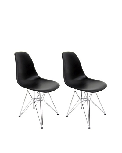 Euro Home Collection Set of 2 Paris Side Chairs, Black/Chrome