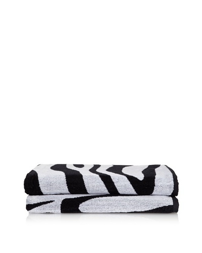 Famous International Zebra 2 Piece Bath Sheet Set, Black/White