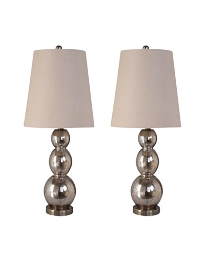 Feiss Set of 2 Antiqued Mercury Glass Bulb Table Lamps