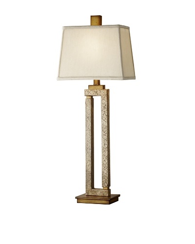 Feiss Lighting Justice Table Lamp, Crackled Cream/Silver