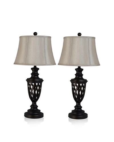 Murray Feiss Set of 2 Criss Cross Table Lamps, Black