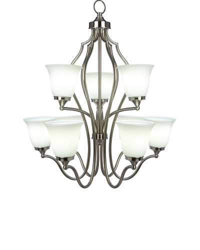 Feiss 9-Light Multi Tier Chandelier, Brushed Steel