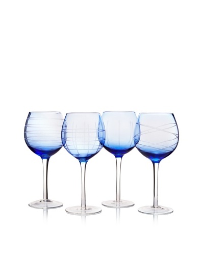 Fifth Avenue Set of 4 Medallion 13-Oz. Goblets, Blue