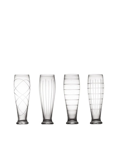 Fifth Avenue Set of 4 Crystal Medallion 20-Oz. Pilsner Glasses