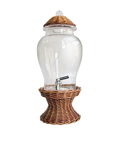 Crystal Glass Beverage Dispenser with Willow Base and Lid