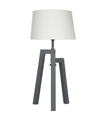 Filament Wood/Metal Base Table Lamp, Grey