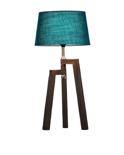 Filament Wood Base Table Lamp, Petrol/White