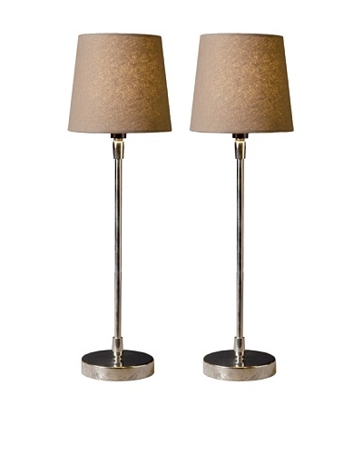 Filament Set of 2 Slim Round Table Lamps, Brown/White