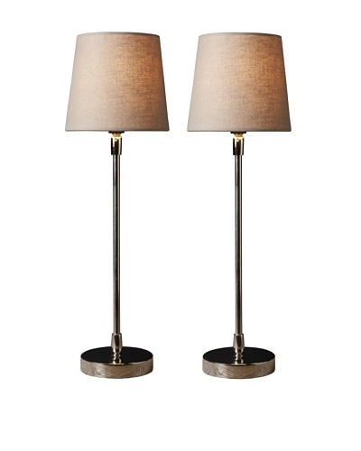 Filament Set of 2 Slim Round Table Lamps, Taupe/White