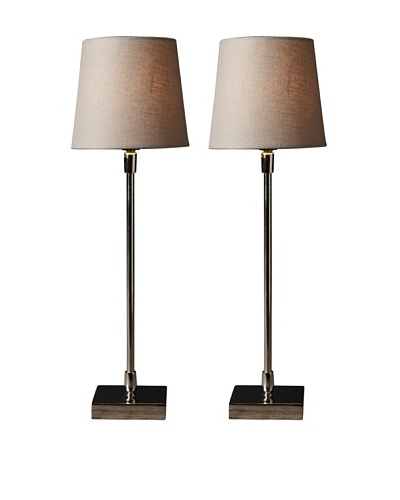 Filament Set of 2 Slim Square Base Table Lamps, Taupe/White