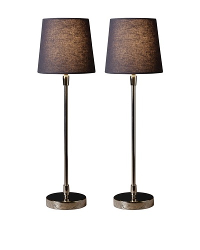 Filament Set of 2 Slim Round Table Lamps, Grey/White