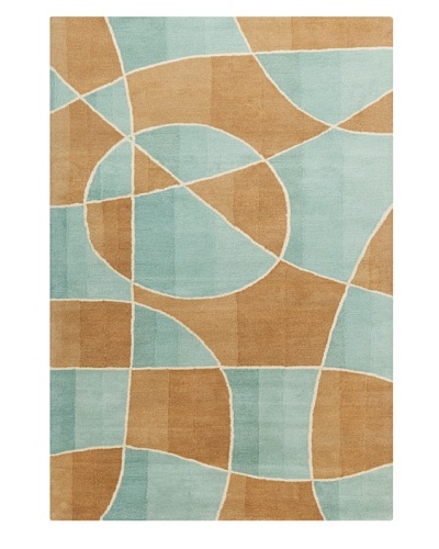 Filament Sherill Rug, Teal/Light Brown, 5' x 7' 6'