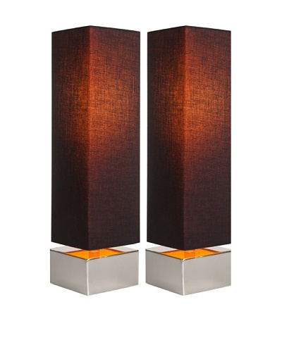 Filament Set of 2 Square Contrast Shade Table Lamps, Black/Orange