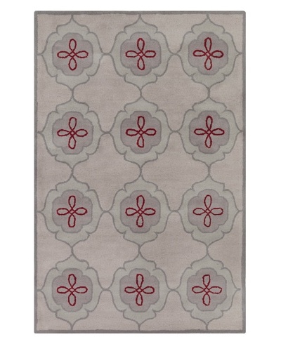 Filament Adelia Hand-Tufted Wool Rug, Grey/Red, 5′ x 7′ 6″