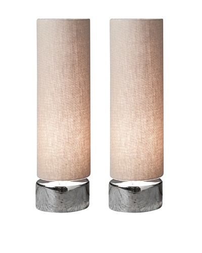 Filament Set of 2 Round Table Lamps, Taupe/White