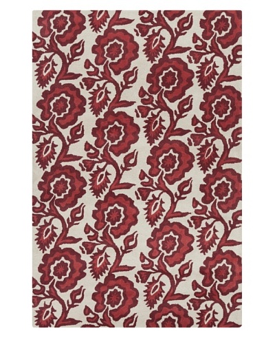 Filament Freeda Rug, White/Burgundy, 5′ x 7′ 6″