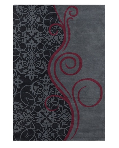 Filament Kelley Hand-Tufted Rug, Charcoal/Burgundy, 5′ x 7′ 6″