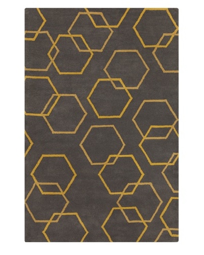 Filament Jettie Hand-Tufted Wool Rug, Grey/Gold, 5′ x 7′ 6″