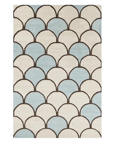 Filament Jacqueline Hand-Tufted Wool Rug, Blue/Cream, 5′ x 7′ 6″