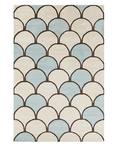 Filament Jacqueline Hand-Tufted Wool Rug, Blue/Cream, 5′ x 7′ 6″