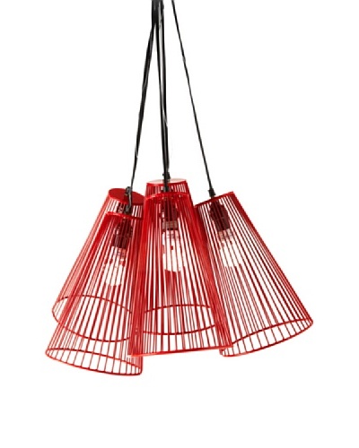 Filling Spaces 5-Bunch Wire Pendant, Red
