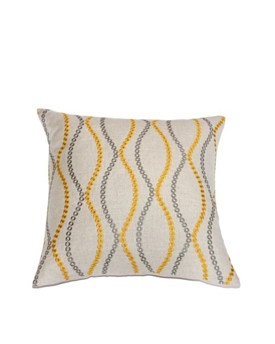 Filling Spaces Embroidered Waves Pillow, Yellow/Grey