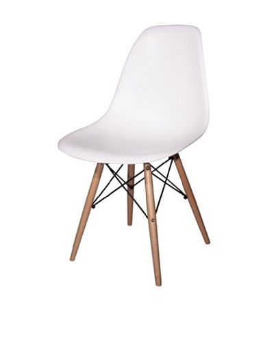 Fine Mod Wood-Leg Dining Side Chair, White